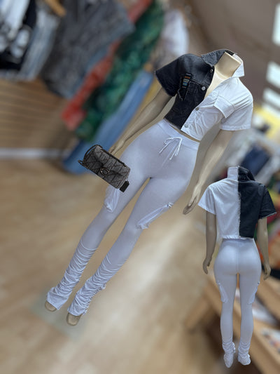 White Stack Pants ( Side Pockets)