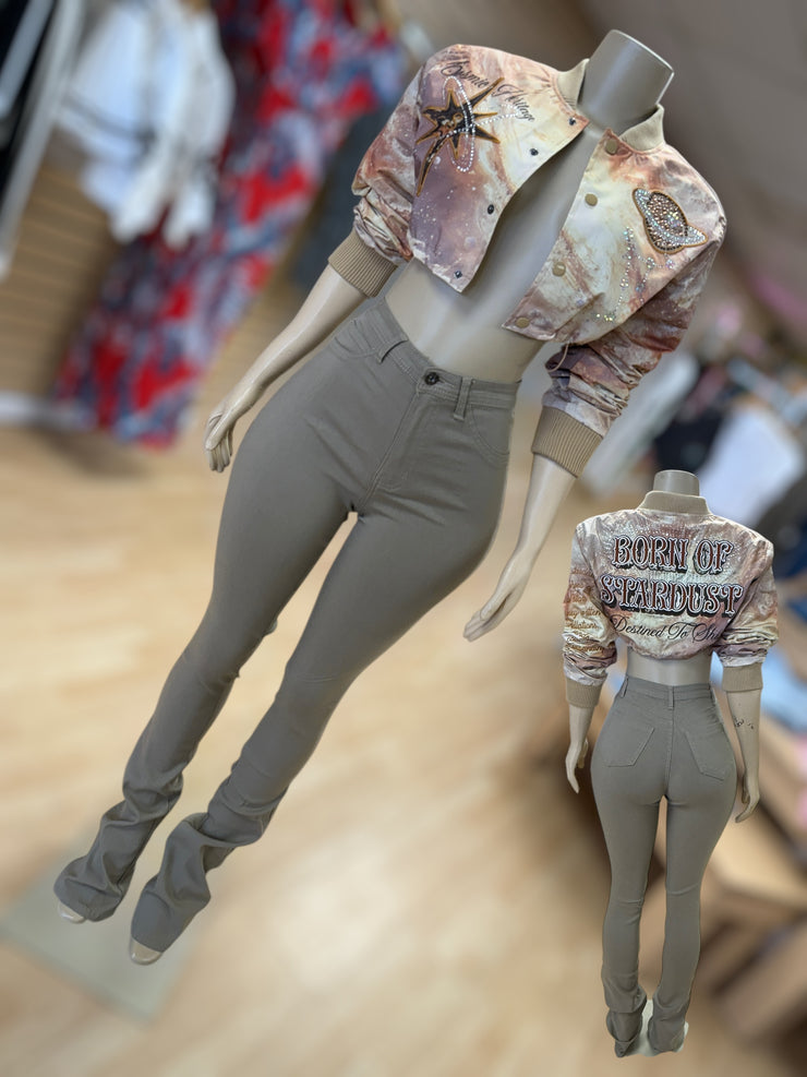 STACKED DISCO PANTS ( Tan)