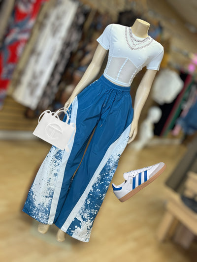 Wind Breaker Blue and White Joggers