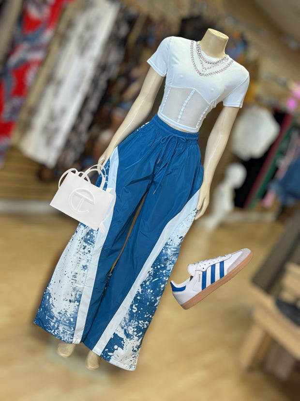 Wind Breaker Blue and White Joggers