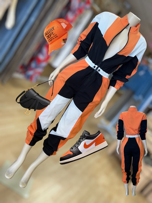 Color Block Wind Break Mechanical Jumper