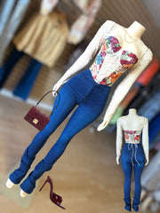 STACKED DISCO PANTS (Dark Wash)