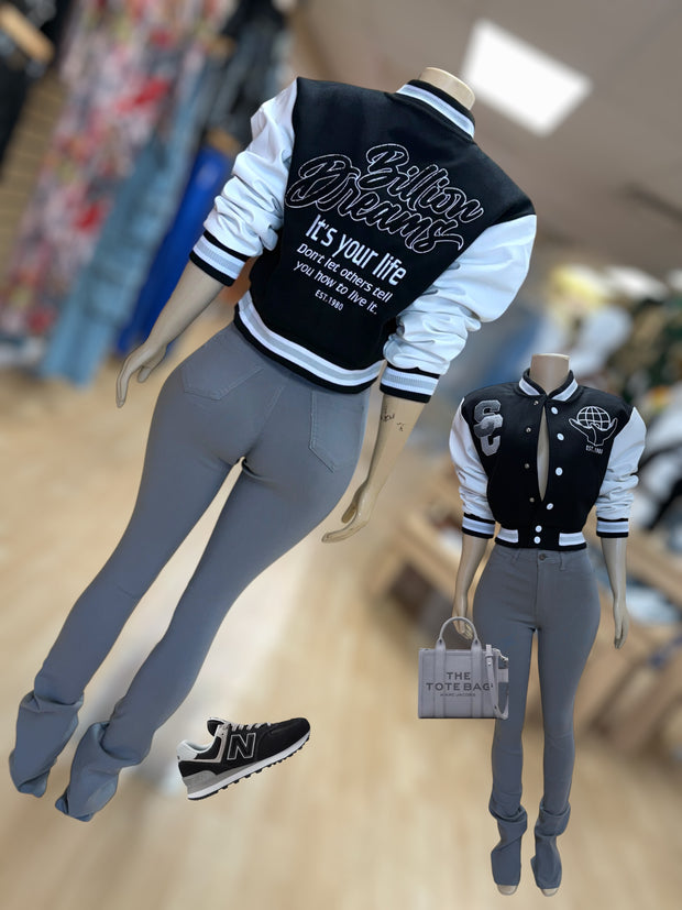 STACKED DISCO PANTS ( Grey)