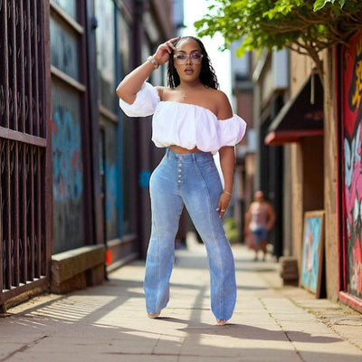 Snap Them up Flare “Stretch “ Button Jeans