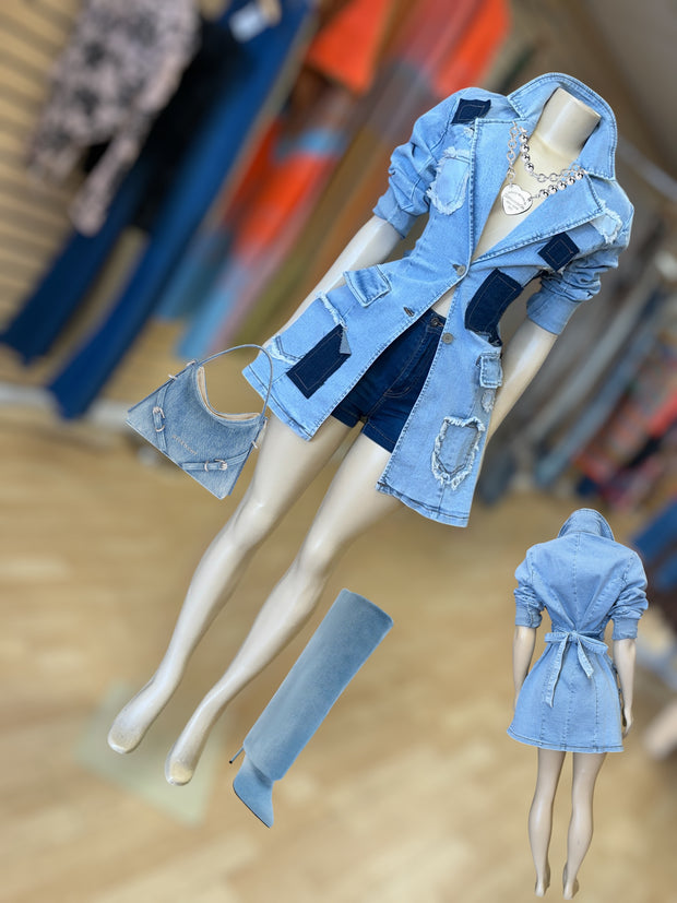 PATCH DENIM BLAZER/ Top / Jacket