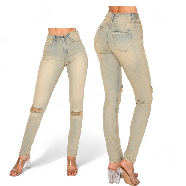 New The 2tone Knee out View Jeans