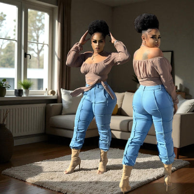 Long Sleeve Wrap Top ( Tan)