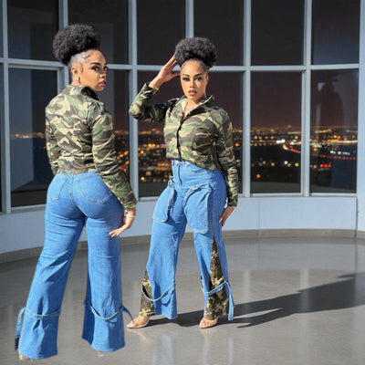 The Army Diva Button Bow Top