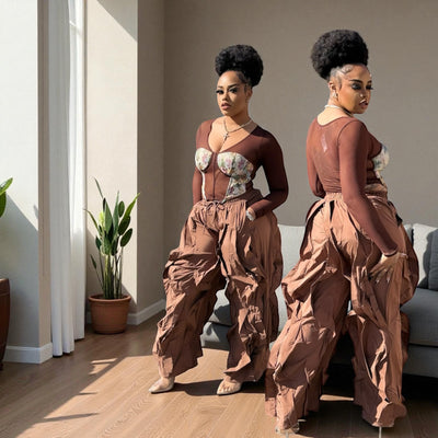 It’s The Extra Extra Ruffle Joggers (Brown)