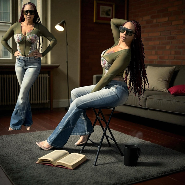 Rodeo  Acid Washed High Rise Flare Jean