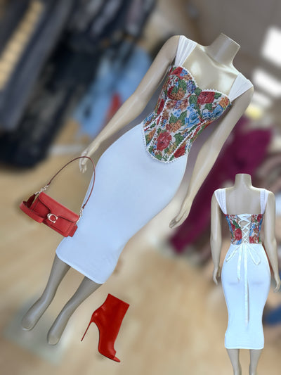 High Waisted Band Winter White Skirt