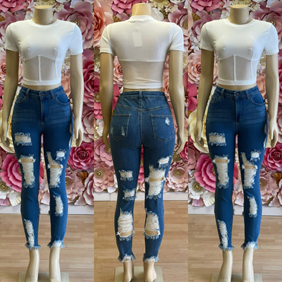 Mesh Bottom Cotton Top (White)