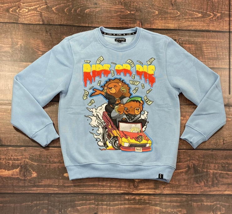 Ride or Die “Pull Over Sweater “ ( Light Denim Blue)
