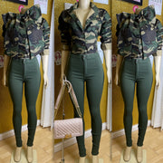 The Army Diva Button Bow Top