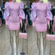 Big Arms Thick Sweater Dress ( Pink)