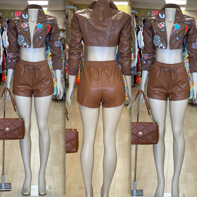 Faux Leather Jogger Shorts (CoCo)