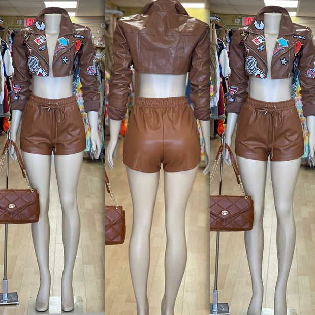 Faux Leather Jogger Shorts (CoCo)