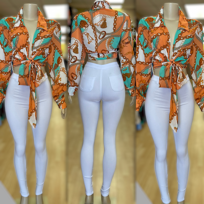Give Me Printed Chain on My Shirt (Orange)