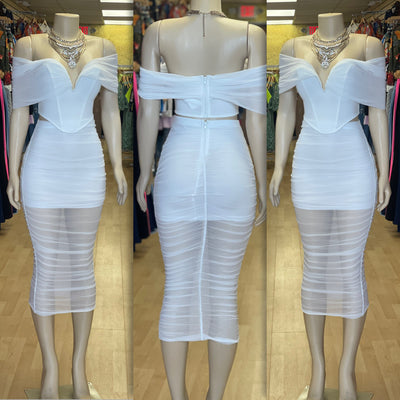Two Piece Romance Skirt Set ( White)