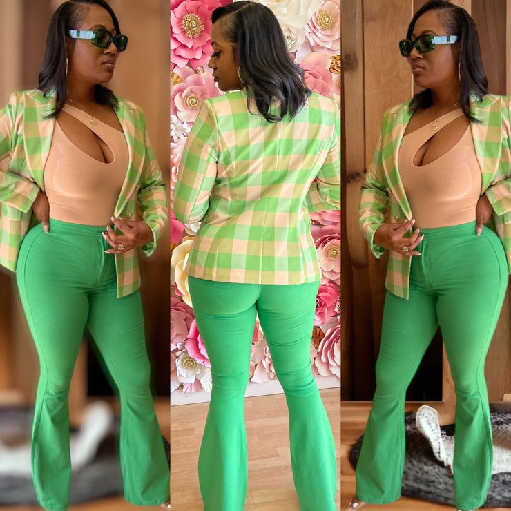 Apple Green Flare Disco Pants