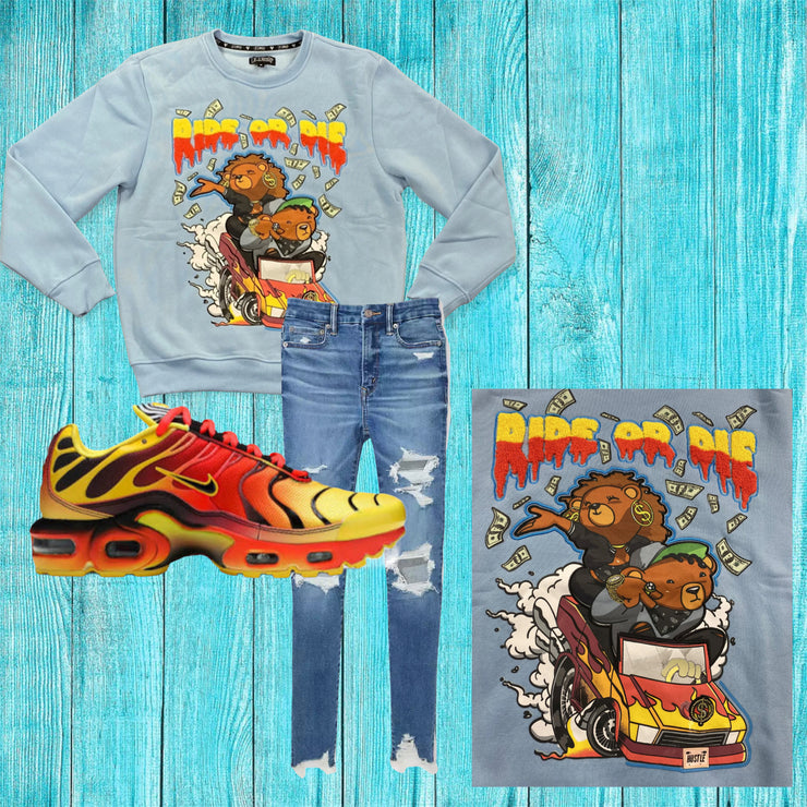 Ride or Die “Pull Over Sweater “ ( Light Denim Blue)