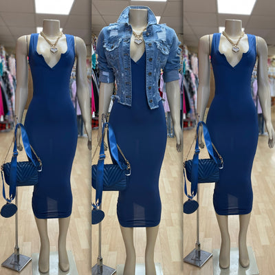 Chill and Cute “v” Dress (Blue)