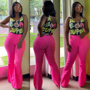 Neon Pink Flare Disco Pants