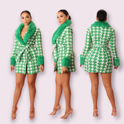 Hound Print Dress/Coat ( Green)