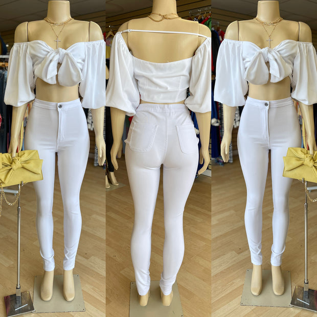 She so Classy Pure White Bow Top