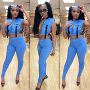 The Side Snap Vest Jacket (Sky Blue)